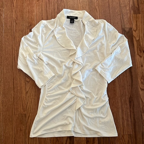 White House Black Market Quarter Sleeve White Blouse Women’s Size Small - Picture 2 of 8